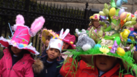 Children Wow Sunset Park with Easter Hats