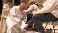 Bishop DiMarzio Symbolically Washes Parishioners Feet