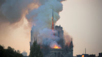 Crowd Sings Ave Maria as Notre Dame Burns