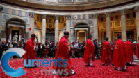 A Shower of Rose Petals Falls Through the Dome of the Pantheon in Pentecost Tradition