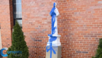Vandal Spray Paints Statue Outside St. Rita Church, Writes ‘Pagan’ on Sidewalk